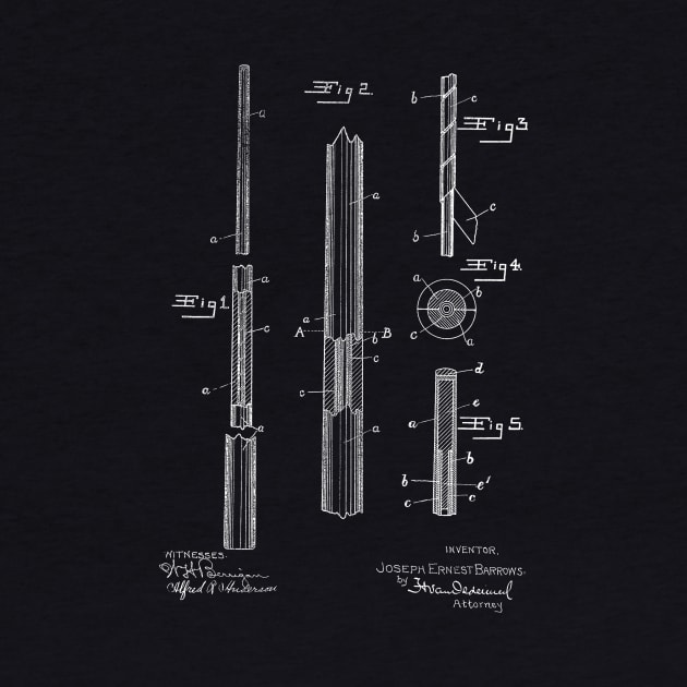 Billiard Cue Vintage Patent Hand Drawing by TheYoungDesigns